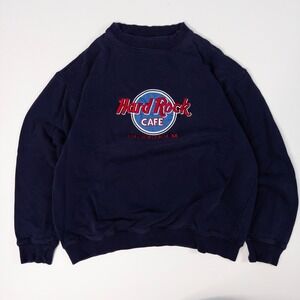 Vintage 90s Hard Rock Cafe Stockholm Sweatshirt Mens Size L Embroidered Boxy Fit